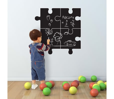 WALPLUS Autocollant de décoration tableau noir Puzzle 54x54 cm Noir