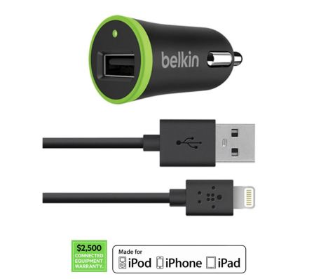 Billaddare USB Port Belkin Svart Inkl. iPhone Laddningskabel Billaddare USB Port Belkin Svart Inkl. iPhone Laddningskabel