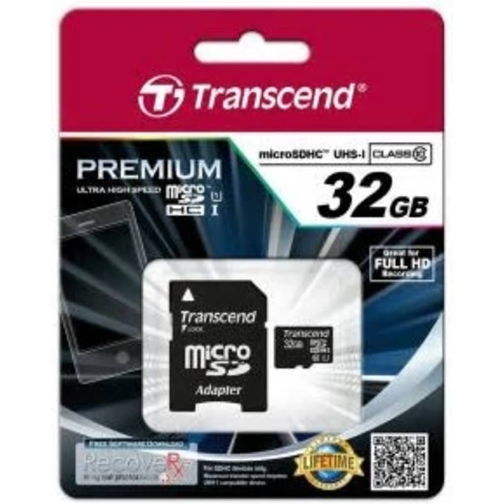 Afbeelding Transcend TS32GUSDU1 MicroSDHC [32GB Class10 U1 with adapter] door Vidaxl.nl