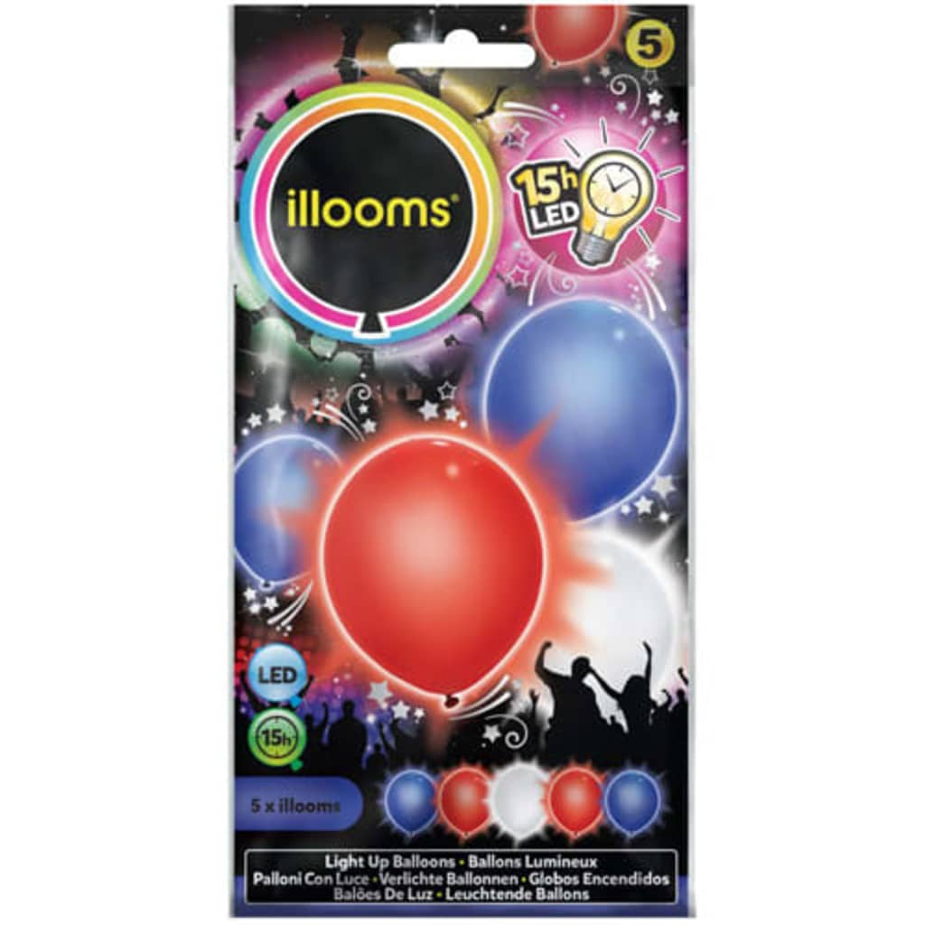 Afbeelding Illooms led-ballonnen Red, White, Blue zakje van 5 stuks door Vidaxl.nl