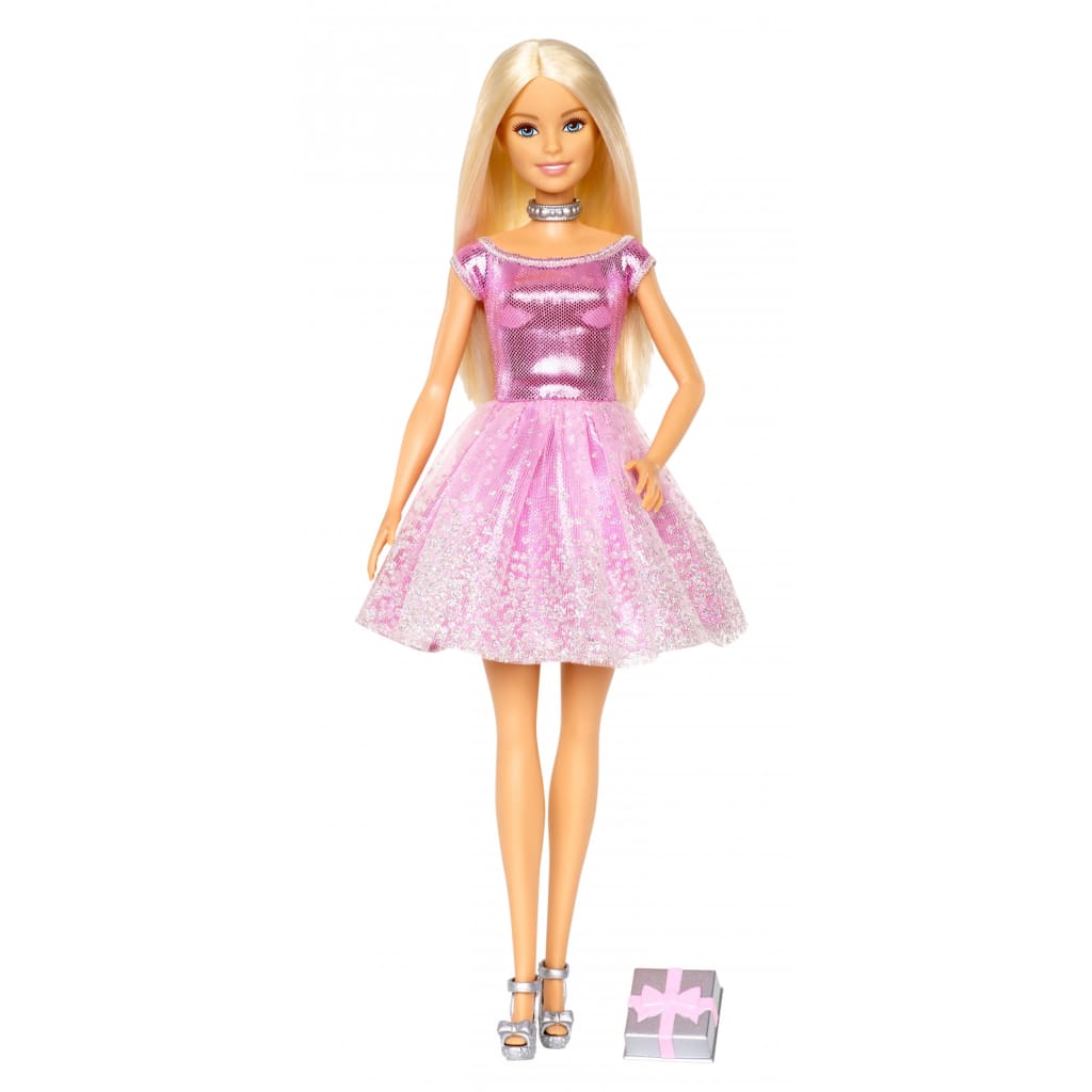 Barbie tienerpop met verjaardagscadeau 28 cm