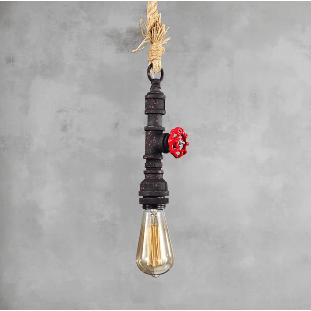 Afbeelding Steigerhoutpassie Touw Lamp Vintage met metalen waterpijp incl. lamp door Vidaxl.nl