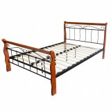 Lit adulte 2 personnes en métal et bois 140 x 200cm avec sommier à lat