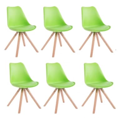 Lot de 6 chaises scandinave simili cuir vert pieds b | Decoshop26 Lot de 6 chaises de salle à manger scandinave