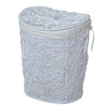 Panier à linge avec deux housses protection Blanc