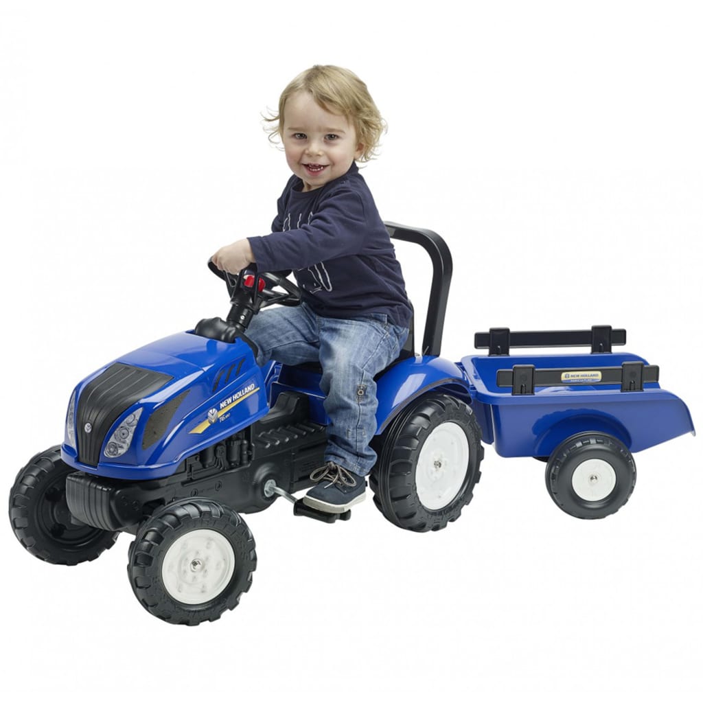 VidaXL - FALK Speelgoedtractor met pedalen New Holland met aanhanger blauw