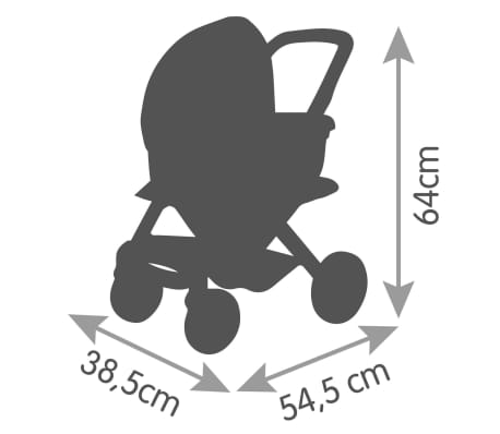 Smoby Bébé Confort 253105, 3-in-1 Pushchair And Pram, For Dolls And Baby Dolls, Silent And Multi-Directional Wheels - Storage Basket, Grey, Large - View #6