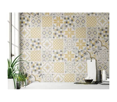 Grosfillex Carreau de revêtement mural 9 pcs 15,4x120 cm Jaune Andalou