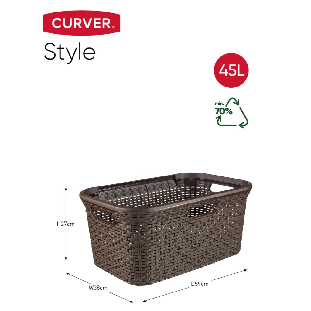 Curver Laundry Basket Style 45L Dark Brown