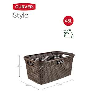 Curver Καλάθι Άπλυτων Style Σκούρο Καφέ 45 Λίτρων