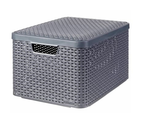 Curver Opbergboxen met deksel 3 st Style L antraciet