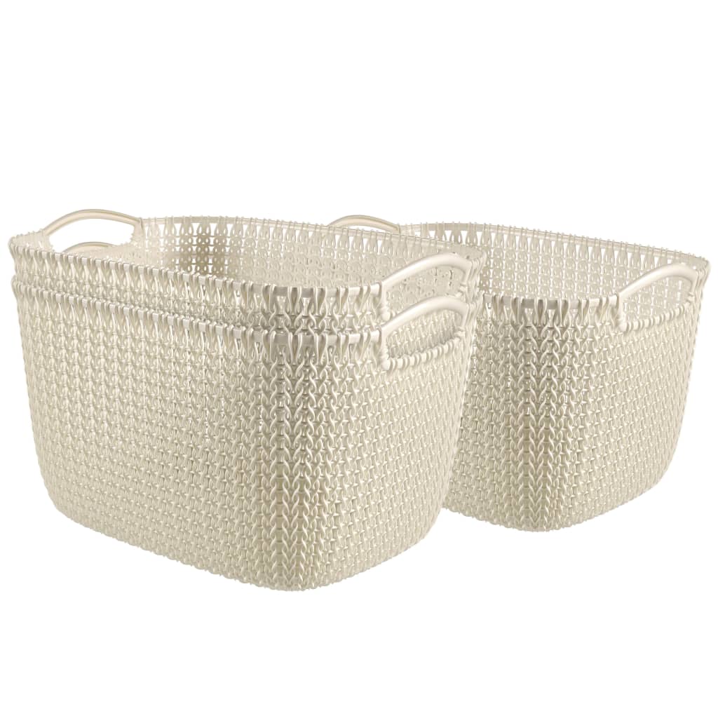 421857 Curver ”Knit” Baskets 3 pcs Rectangular Size L White 240628