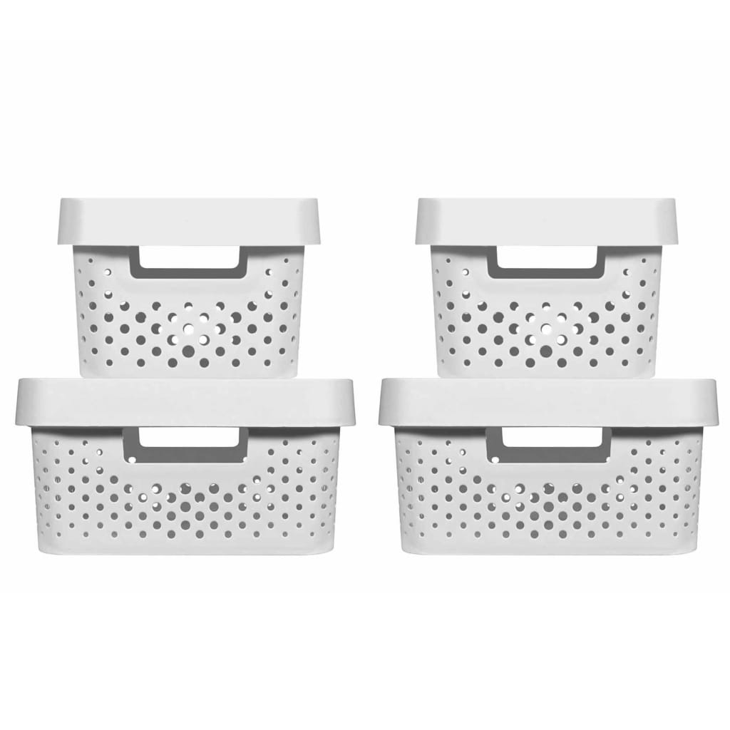 427241 Curver ”Infinity” Storage Box Set 4 pcs with Lid 4,5L+11L White