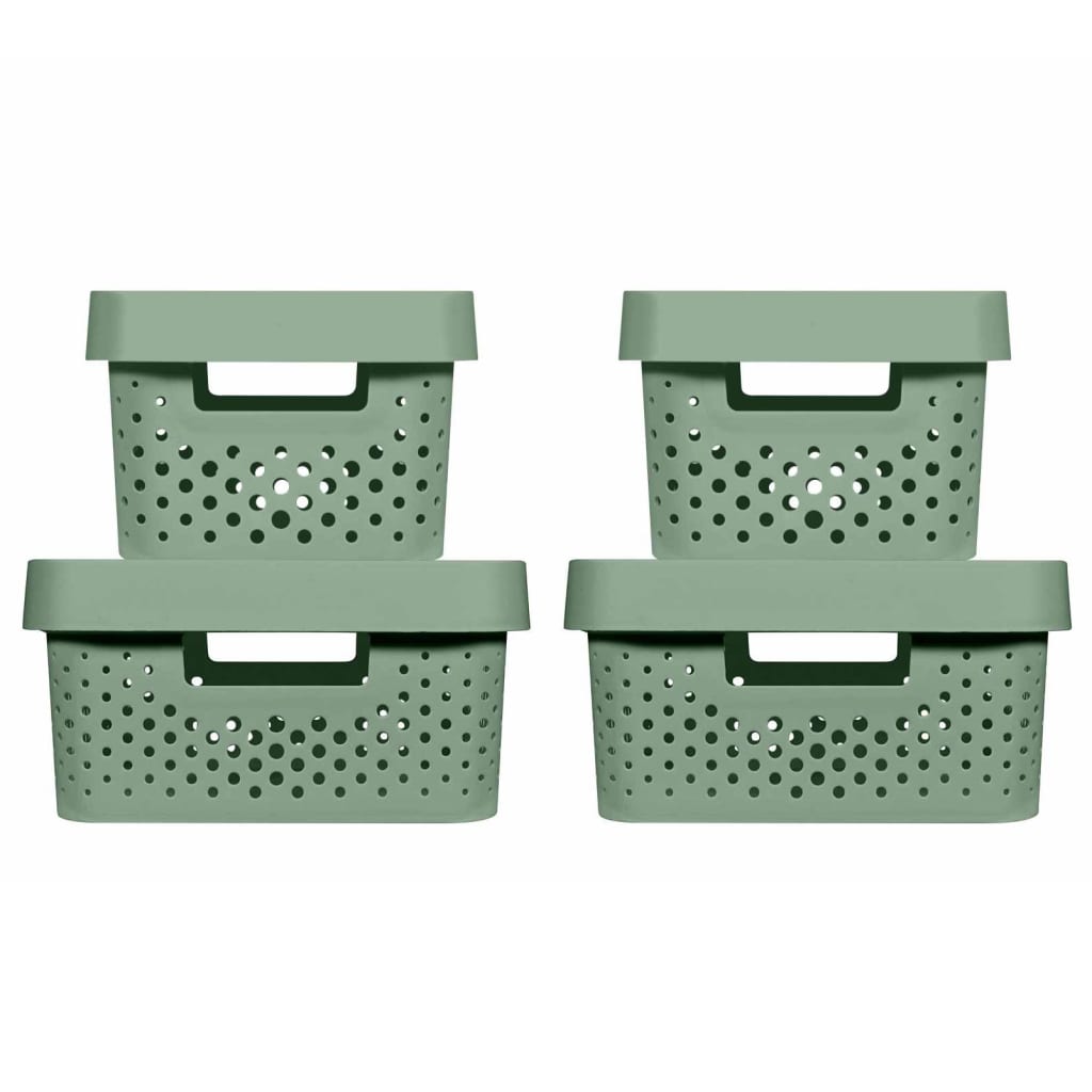 427242 Curver ”Infinity” Storage Box Set 4 pcs with Lid 4,5L+11L Green