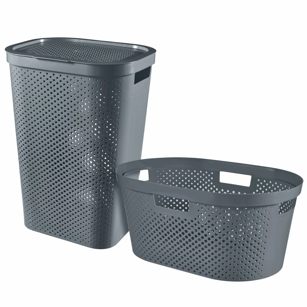 Afbeelding Curver 2-delige Wasboxen- en mandenset Infinity 40L+60L antraciet door Vidaxl.nl