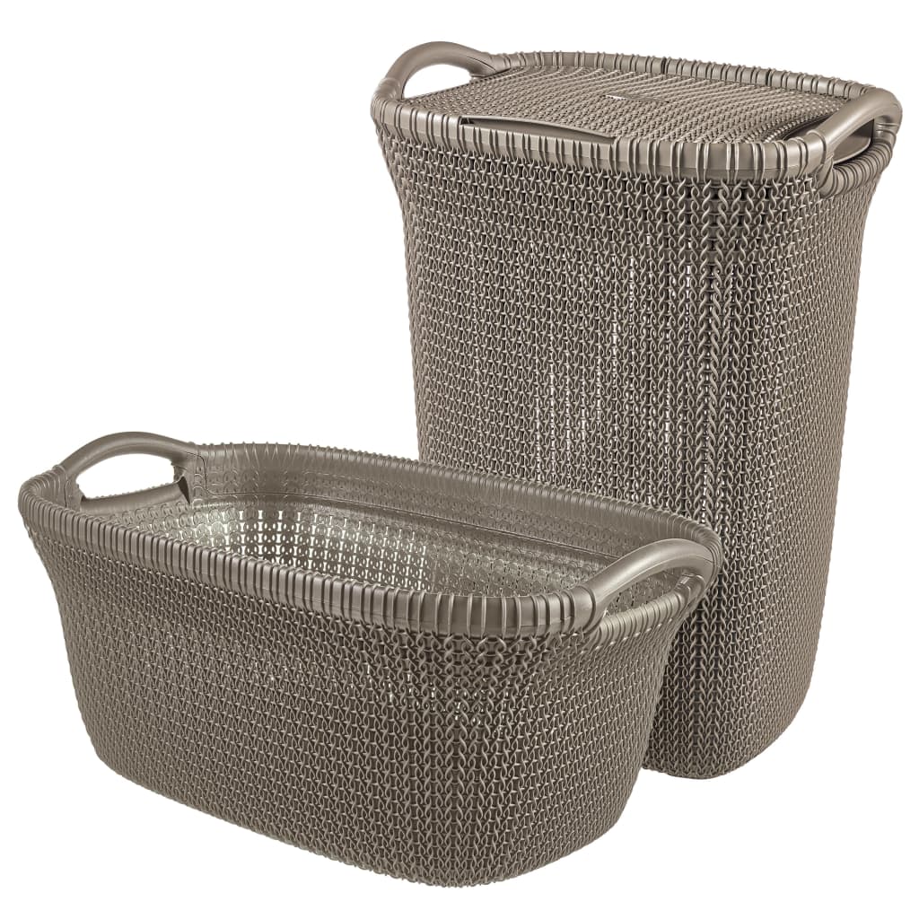 VidaXL - Curver Wasbox en wasmand Knit 97 L bruin 240658