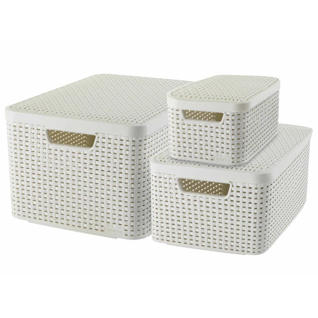 421844 Curver ”Style” Storage Basket with Lid 3 pcs White 240652
