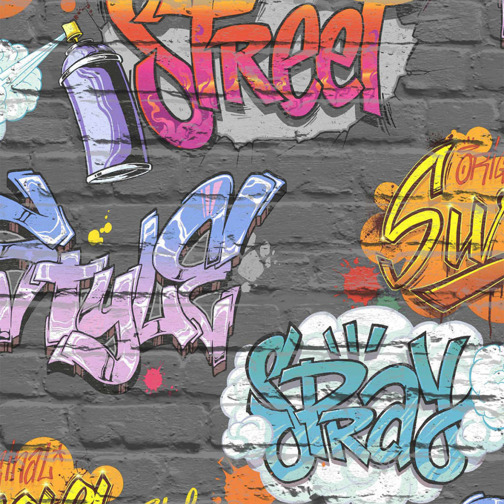 Afbeelding DUTCH WALLCOVERINGS Behang graffiti meerkleurig L179-01 door Vidaxl.nl