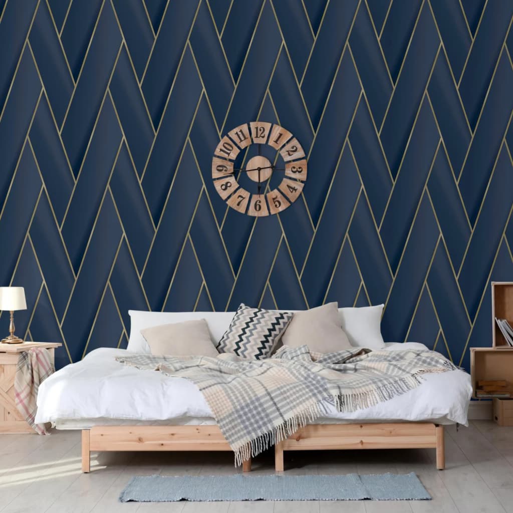 DUTCH WALLCOVERINGS Tapete Geometric Blau und Golden