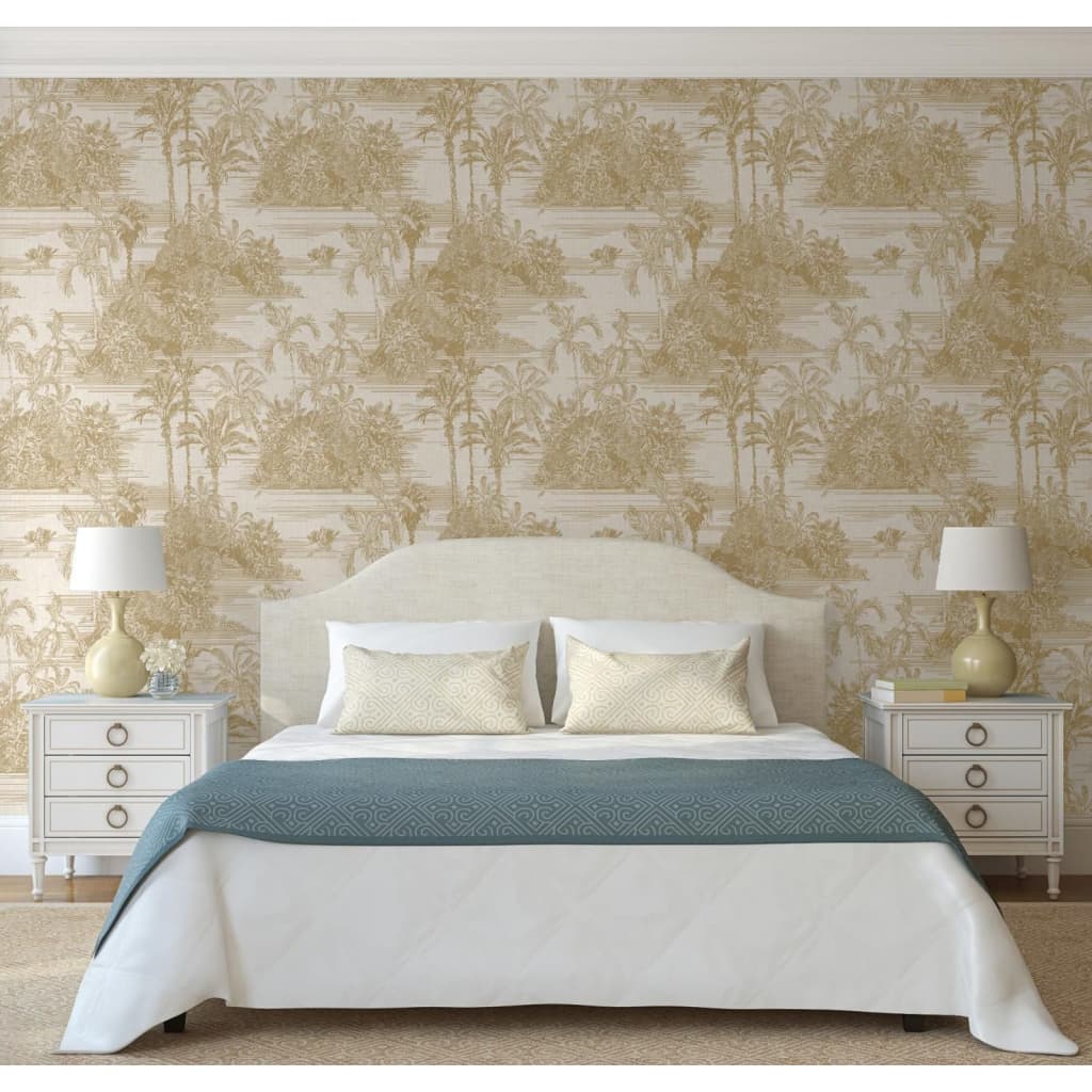 Dutch Wallcoverings Tapete Tropical Beige und Golden