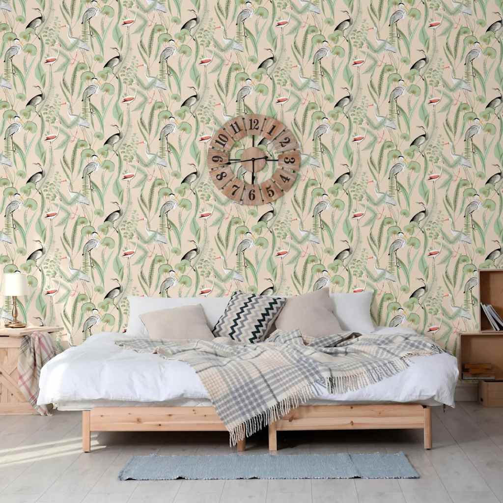 DUTCH WALLCOVERINGS Tapete Flamingo Creme und Mintgrün