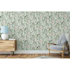 DUTCH WALLCOVERINGS Wallpaper Flamingo Mint