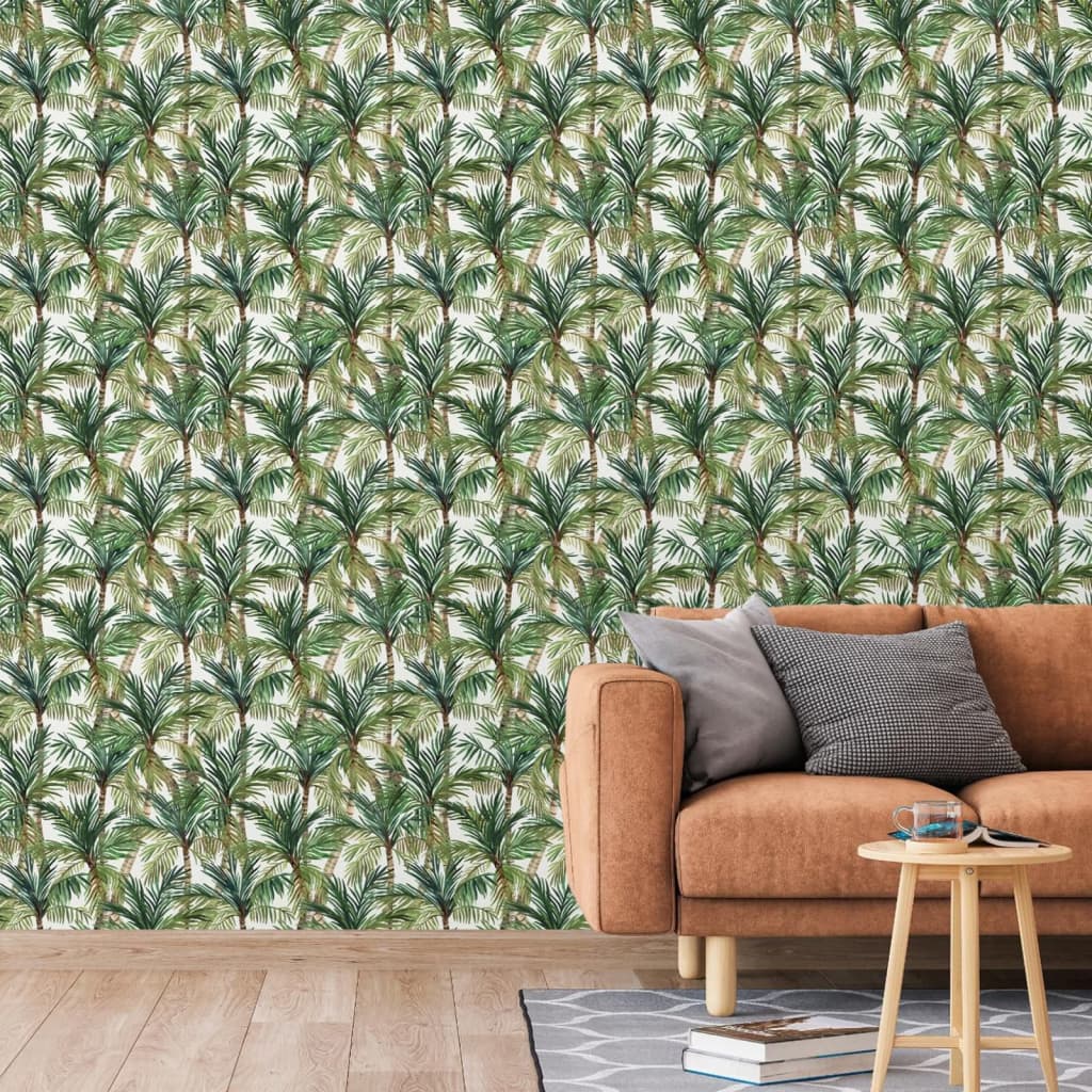 

DUTCH WALLCOVERINGS Behang Palm Trees groen en wit