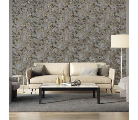 DUTCH WALLCOVERINGS tapet marmor grå og guld