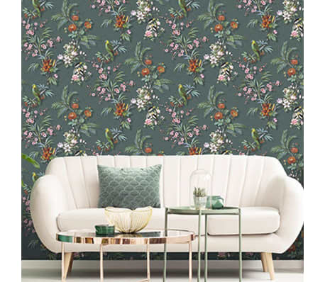 DUTCH WALLCOVERINGS Tapet Tropical blågrön