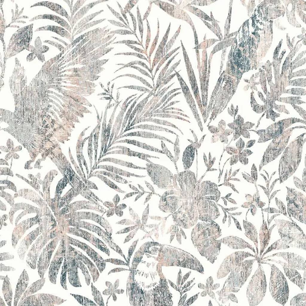 DUTCH WALLCOVERINGS Tapete Blatt- und Tukan-Motiv Beige