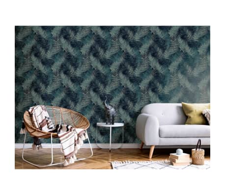 DUTCH WALLCOVERINGS Tapeta Palm sivo modra