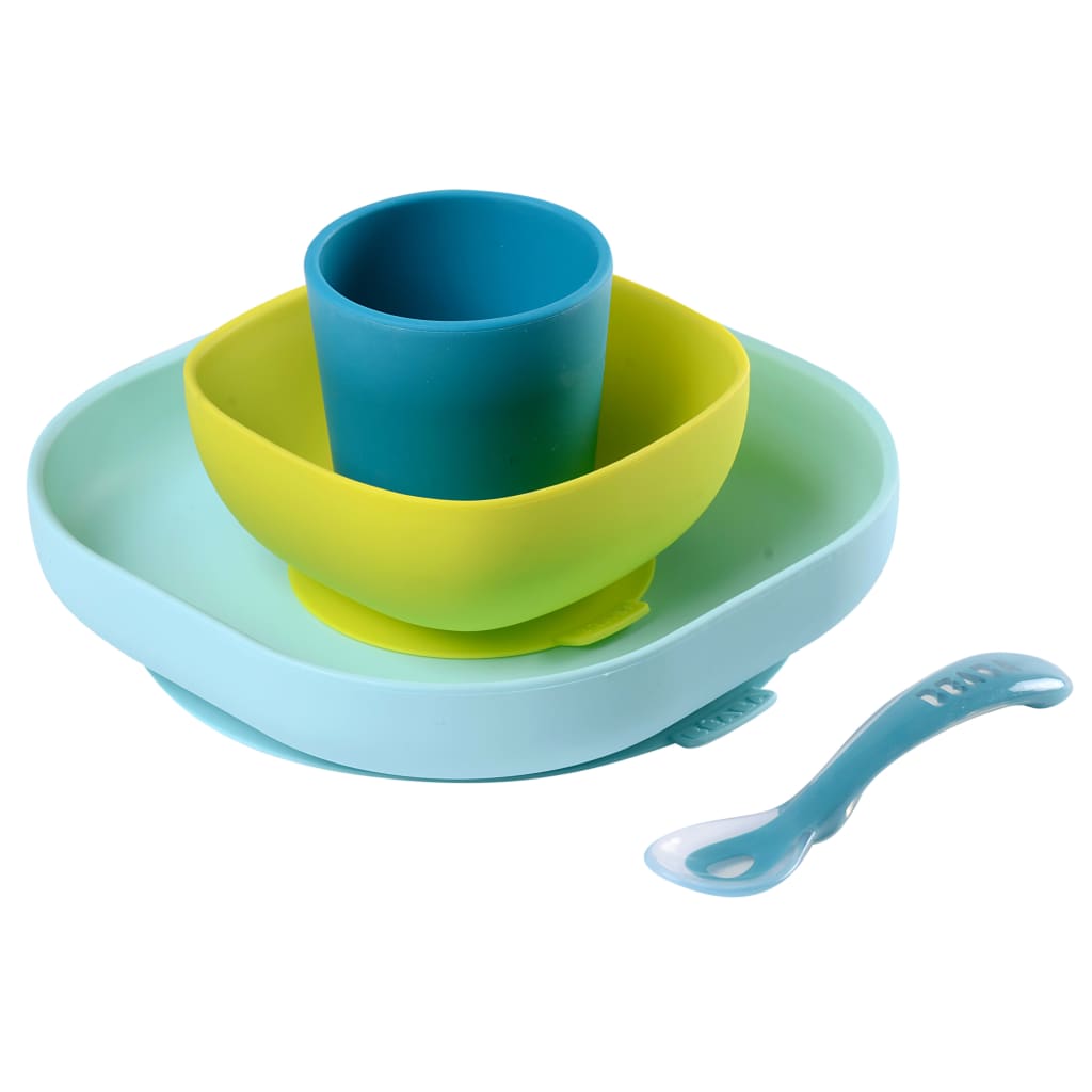 Beaba Service de repas 4 pcs Silicone Bleu et vert
