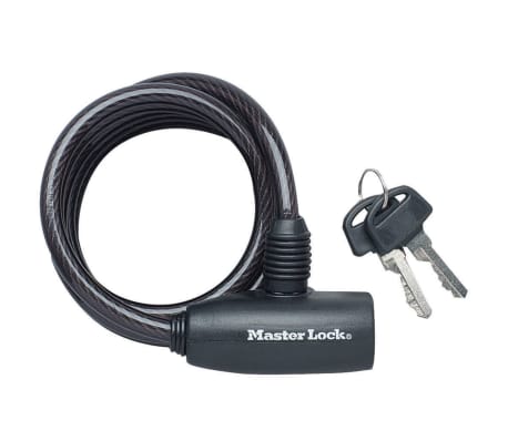 Master Lock Candado de Cable 1,8m x 8mm Acero Set Antirrobo Bicicleta Seguridad