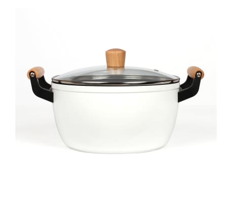 Livoo Stufaiola con Manici in Legno 24 cm 5 L Bianca