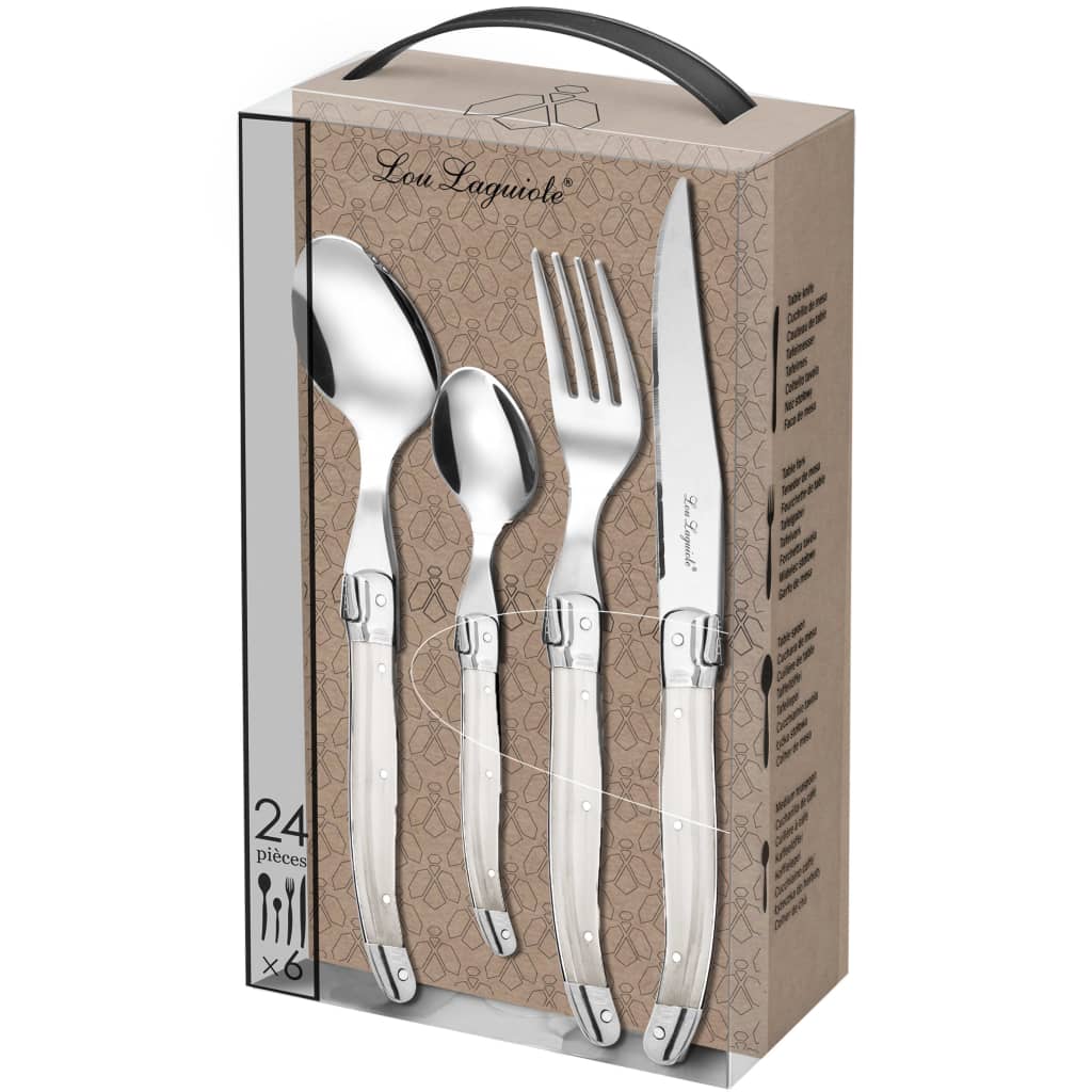 Lou Laguiole 24 Piece Cutlery Set Tradition Pearl