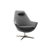 Poltrona design poliestere grigio scuro e piede a stella in allumino