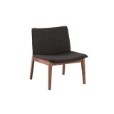Poltrona design vintage gambe in noce tessuto grigio antracite