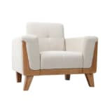 Poltrona scandinava bianca piedi in legno
