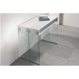Console extensible STEF chêne blanc piétement en verre