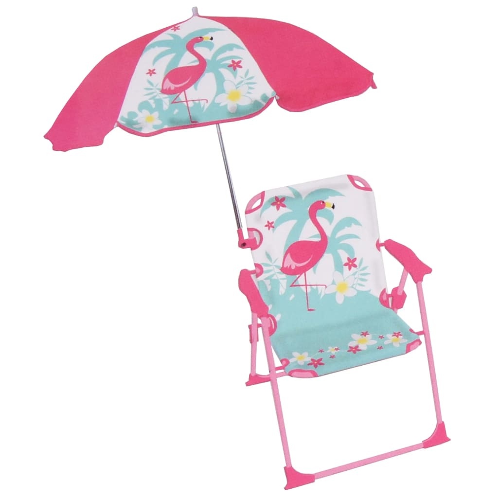 Jemini tuinstoel met parasol Flamingo 39x39x53 cm roze/mint