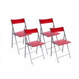 BELFORT Lot de 4 chaises pliantes rouge