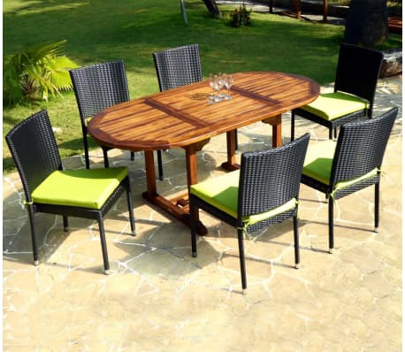 Salon En Teck Huile 6 Places Chaises De Jardin En Resine Tressee