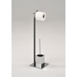 SUPPORT de papier toilette avec porte-brosse WC métal inox - DOUBLE