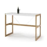 Table haute rectangulaire Blanc/Chêne - ODILE - L 140 x l 70 x H 104