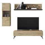 Composition TV Chêne blond/Laque marron foncé - MAGNOLA