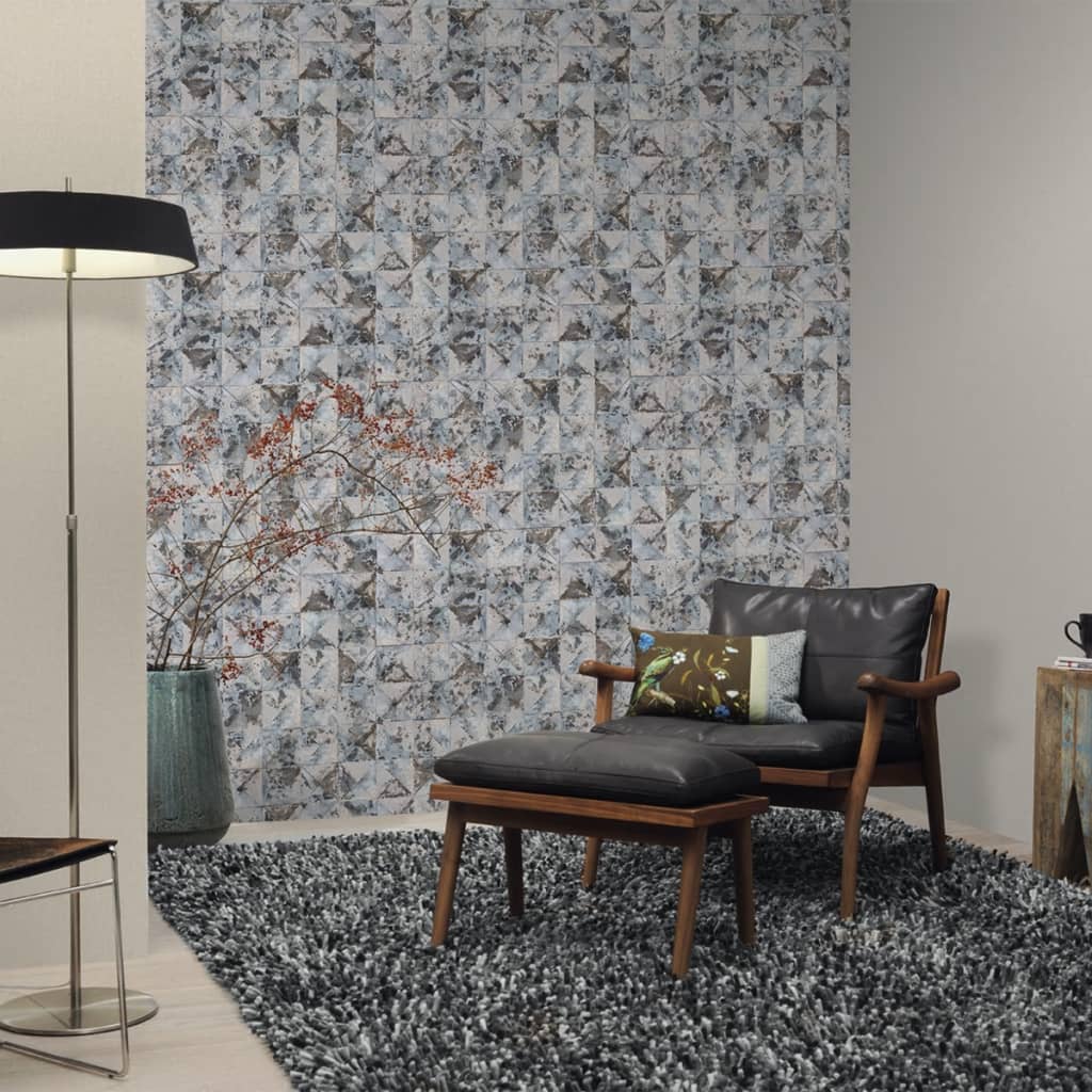 

DUTCH WALLCOVERINGS Behang vierkant/driehoek grijs 42501-30