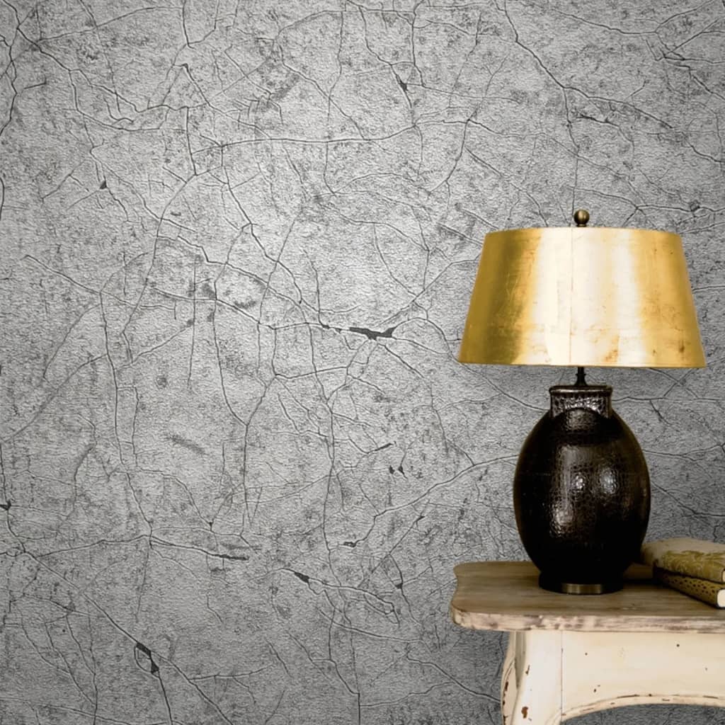 Vintage Deluxe Tapete Stucco Crackle Metallic-Grau