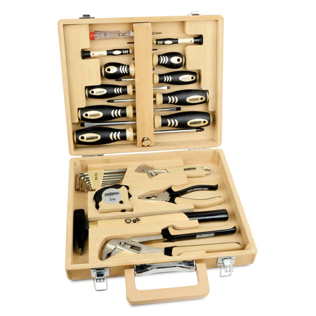 Brüder Mannesmann 24 Piece Tool Set Bamboo Case