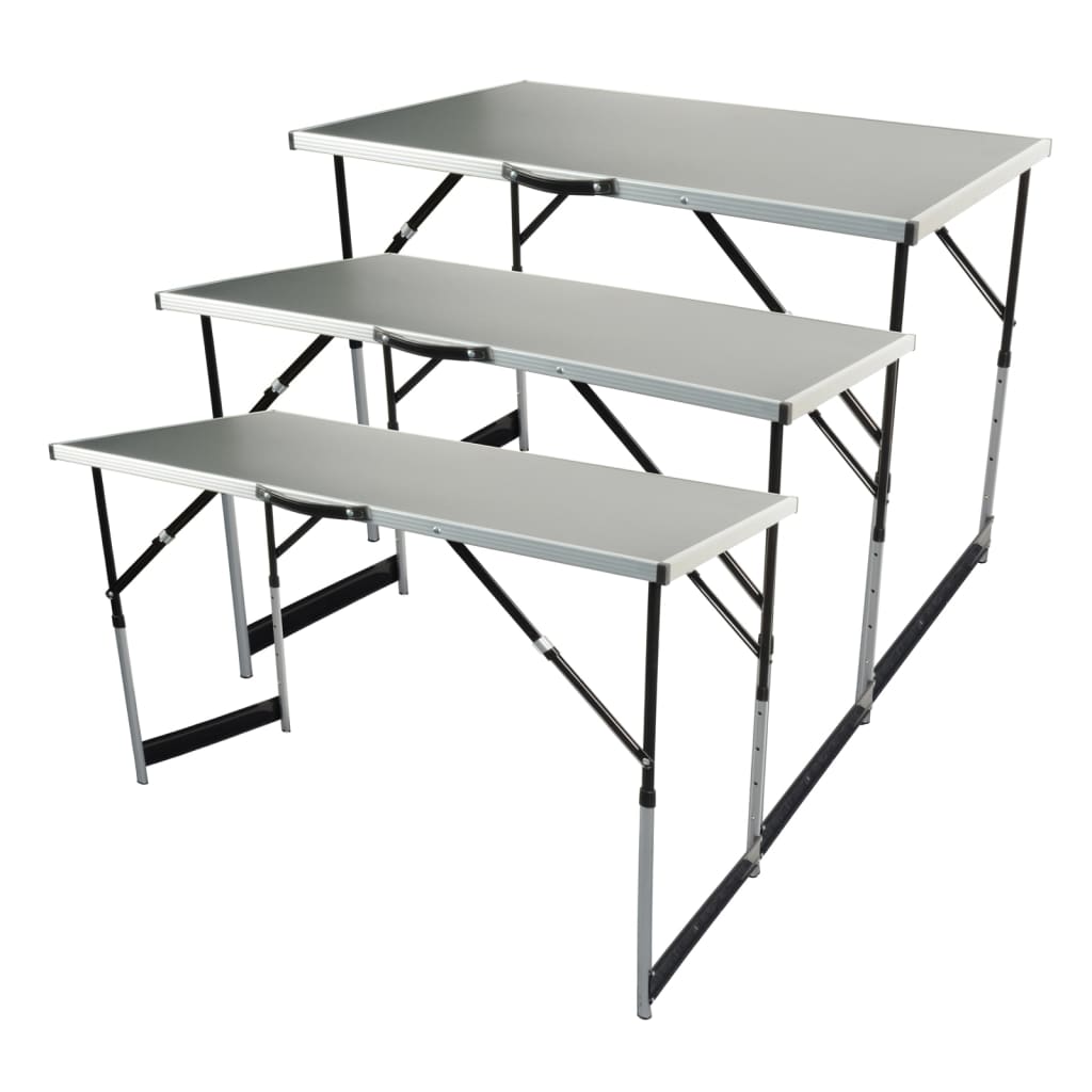 Brüder Mannesmann 3-tlg. Klapptisch-Set Multifunktional Aluminium