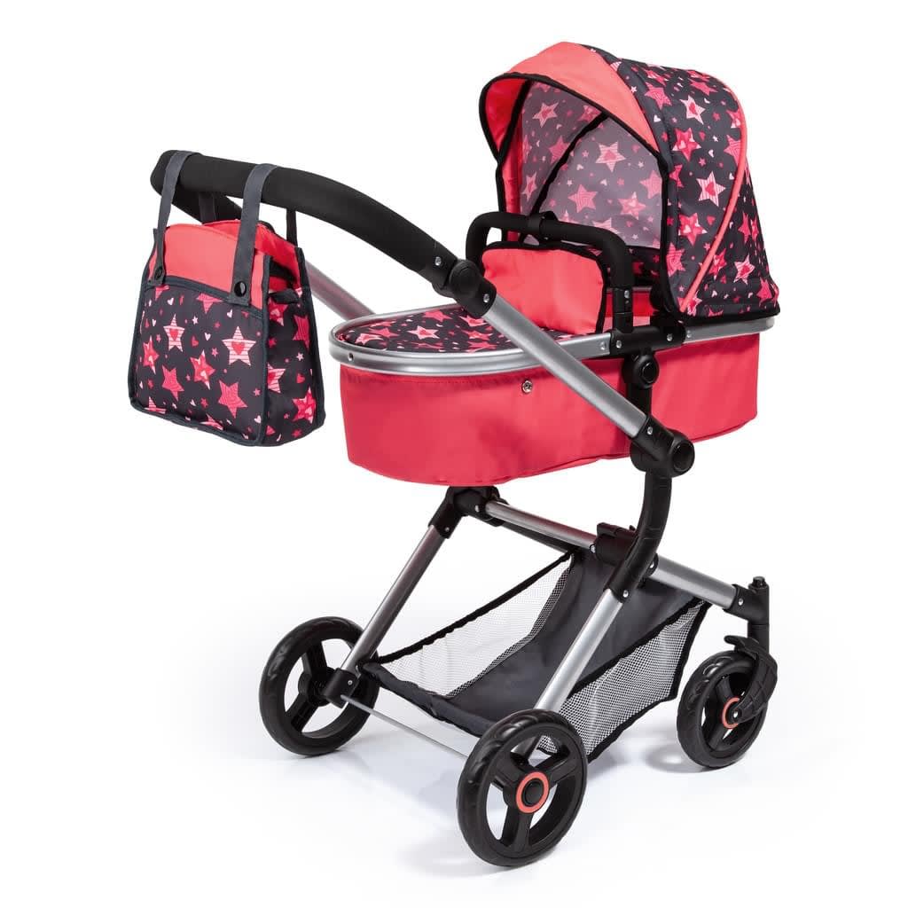 Bayer poppenwagen Combi Dolls Pram Vario roze sterren 86 cm